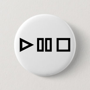 Play pause stop 6 cm round badge