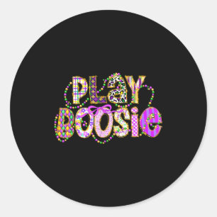 Play some boosie mardi gras beads new orleans classic round sticker