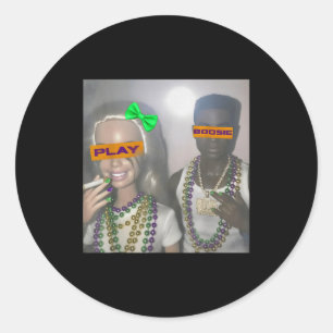 Play some boosie mardi gras beads new orleans classic round sticker