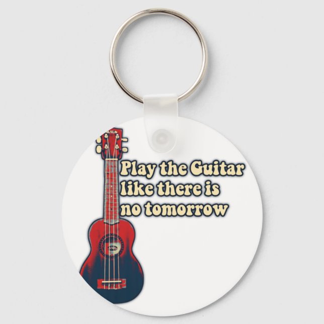Play the guitar like there is no tomorrow. retro key ring (Front)