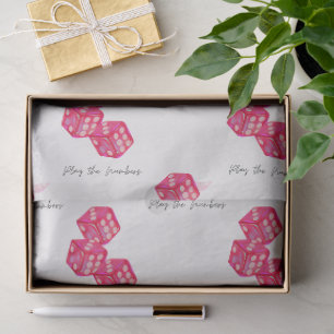 'Play The Numbers' Pink Dice Off-White Background Tissue Paper
