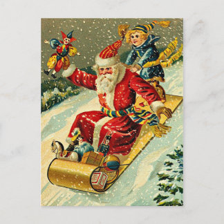 Play time with santa clause holiday postcard