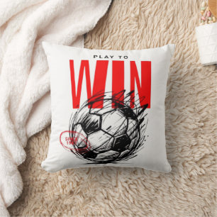 Play to Win Soccer Throw Pillow - Motivational 