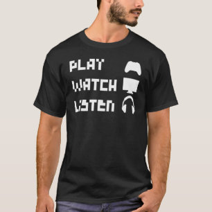 Play Watch Listen Retro 8 Bit Controller Headphone T-Shirt
