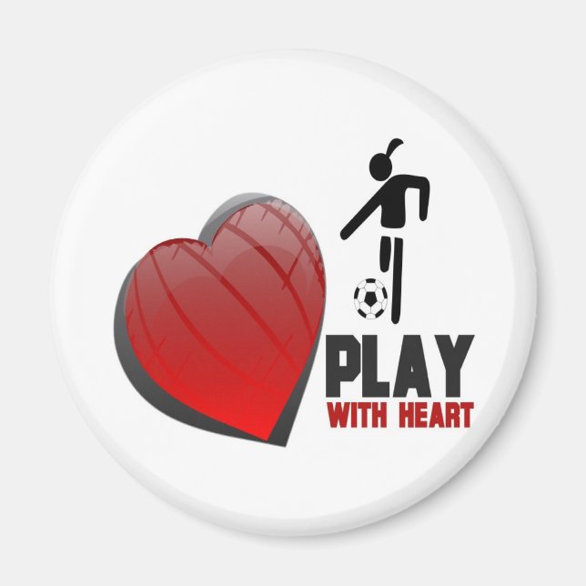 PLAY WITH HEART GIRL'S SOCCER MAGNET (Front)