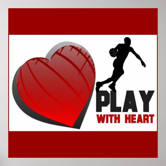 Play With Heart Mens Basketball Poster (Front)