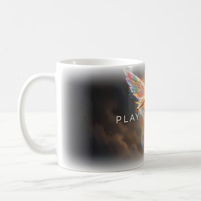 Play With Heart Rainbow Wings Mug (Left)