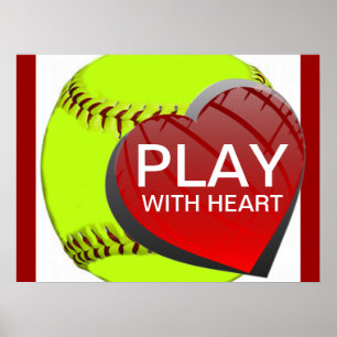 Play With Heart Softball Poster