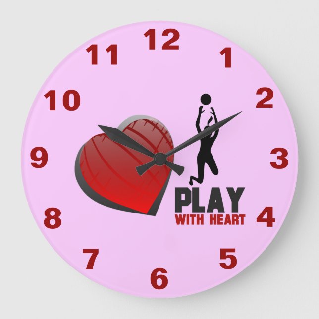 Play With Heart Volleyball Wall Clock (Front)