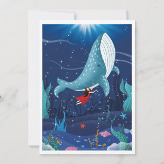 play with whale in the sea holiday card