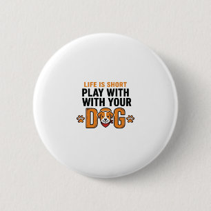 Play With Your Dog Funny Vintage Engraving Design_ 6 Cm Round Badge