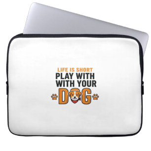 Play With Your Dog Funny Vintage Engraving Design_ Laptop Sleeve