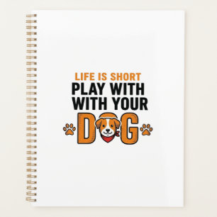 Play With Your Dog Funny Vintage Engraving Design_ Planner