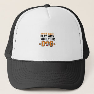 Play With Your Dog Funny Vintage Engraving Design_ Trucker Hat