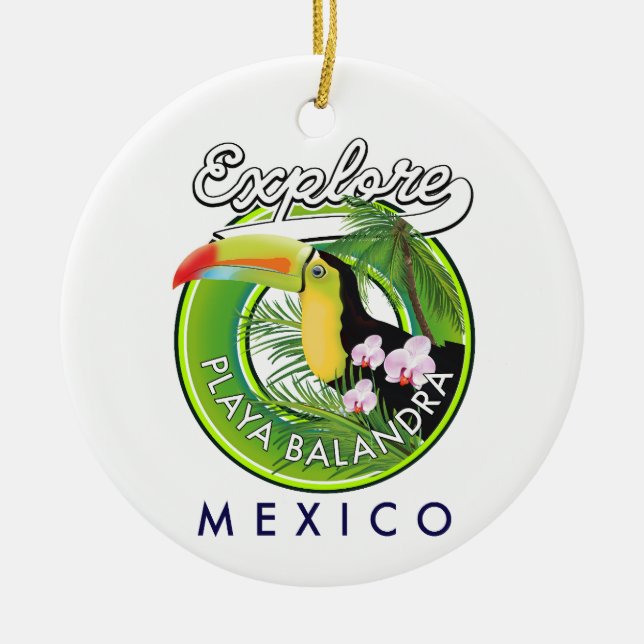 Playa Balandra Mexico retro logo Ceramic Ornament (Front)