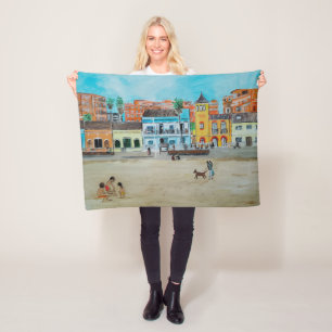 Playa de la Malvarrosa Painting by Alfred Fox Fleece Blanket