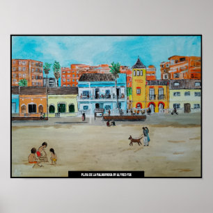 Playa de la Malvarrosa Painting by Alfred Fox Poster