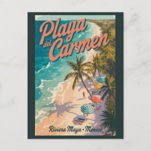 Playa del Carmen Beach Illustration Travel Art Postcard