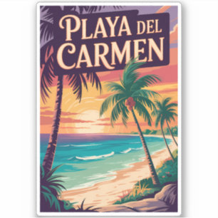 Playa del Carmen Illustration Travel Art Vintage