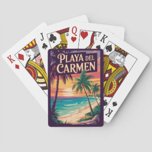 Playa del Carmen Illustration Travel Art Vintage Playing Cards