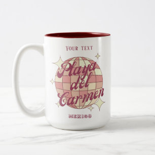 Playa del Carmen Mexico city souvenir cafe  Two-Tone Coffee Mug