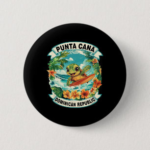 Playa Del Carmen Mexico Cute Sea Turtle Surfing Su 6 Cm Round Badge