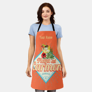 Playa del Carmen Mexico Retro Cocktail Vintage Apron
