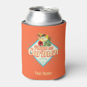 Playa del Carmen Mexico Retro Cocktail Vintage Can Cooler