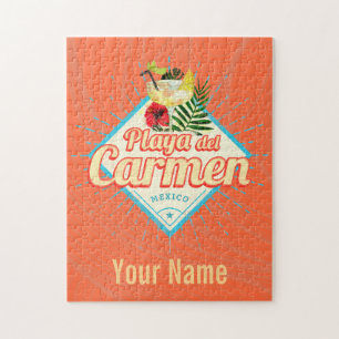 Playa del Carmen Mexico Retro Cocktail Vintage Jigsaw Puzzle