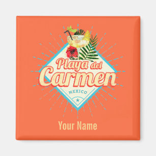 Playa del Carmen Mexico Retro Cocktail Vintage Lug Magnet