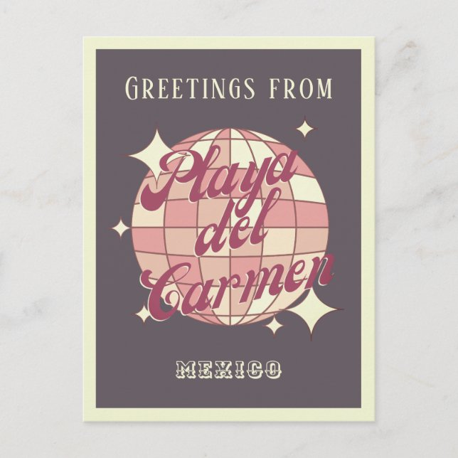Playa del Carmen Mexico Retro Vintage purpPostcard Postcard (Front)