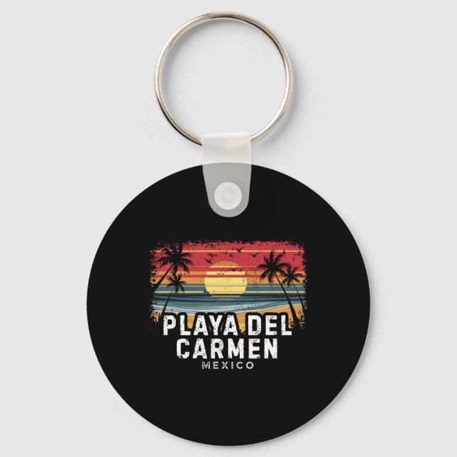 Playa Del Carmen Mexico Surfboard Beach  Key Ring (Front)