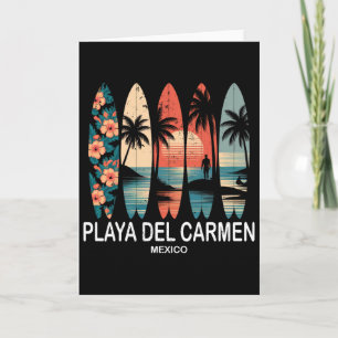 Playa Del Carmen Mexico Surfboard Surfing Retro _1 Card