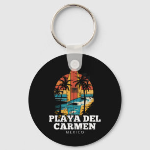 Playa Del Carmen Mexico Surfboard Surfing Retro  Key Ring