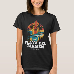 Playa Del Carmen Mexico Surfboard Surfing Retro T-Shirt