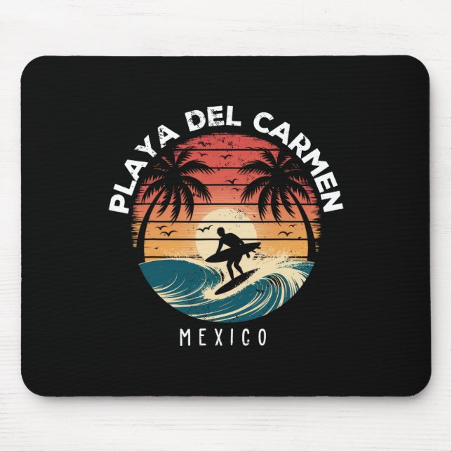 Playa Del Carmen Mexico Surfboard Waves Beach  Mouse Pad (Front)
