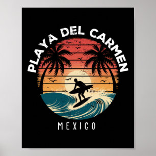 Playa Del Carmen Mexico Surfboard Waves Beach Poster