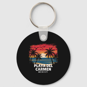 Playa Del Carmen Mexico Surfboarder Palm Tree Souv Key Ring