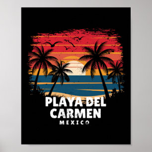 Playa Del Carmen Mexico Surfboarder Palm Tree Souv Poster