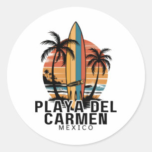 Playa Del Carmen Mexico Surfing Surfer _1 Classic Round Sticker