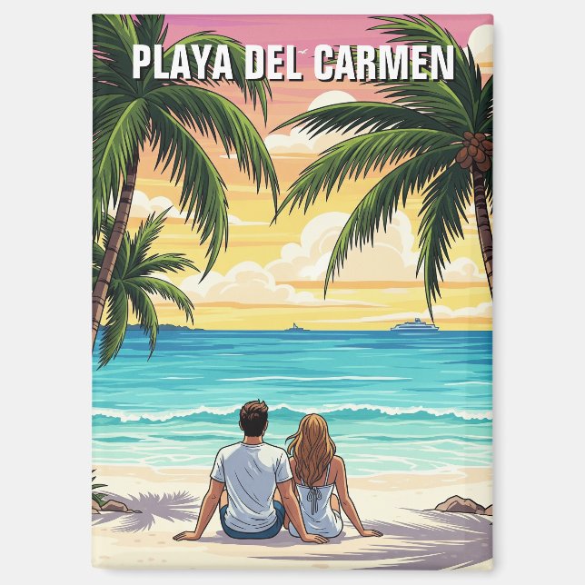 Playa Del Carmen Mexico Travel Beach Magnet (Front)
