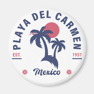 Playa del Carmen Palm Tree Retro 80s Mexican Playa Magnet