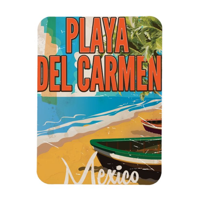 Playa del Carmen Vintage travel poster print Magnet (Vertical)