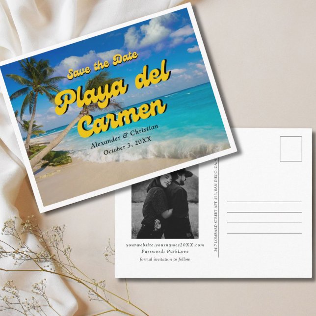 Playa del Carmen Wedding Save the Date Postcard (Playa del Carmen Wedding Save the Date Postcard)