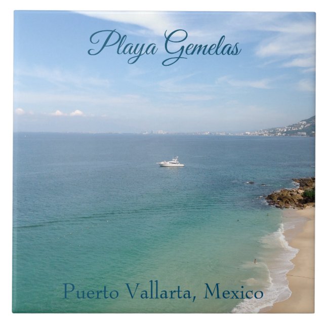Playa Gemelas Puerto Vallarta Mexico photograph Ceramic Tile (Front)