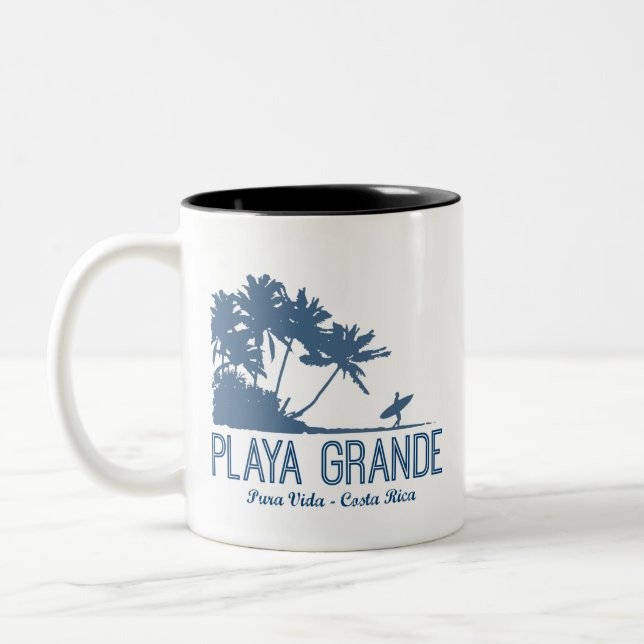 Playa Grande Costa Rica Surfers Beach Two-Tone Coffee Mug (Left)
