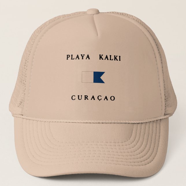 Playa Kalki Curacao Alpha Dive Flag Trucker Hat (Front)