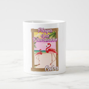 Playa Los Flamencos Cuba travel poster Large Coffee Mug