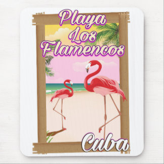 Playa Los Flamencos Cuba travel poster Mouse Pad