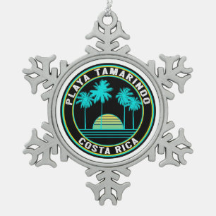 Playa Tamarindo Costa Rica Surfing Surf Snowflake Pewter Christmas Ornament